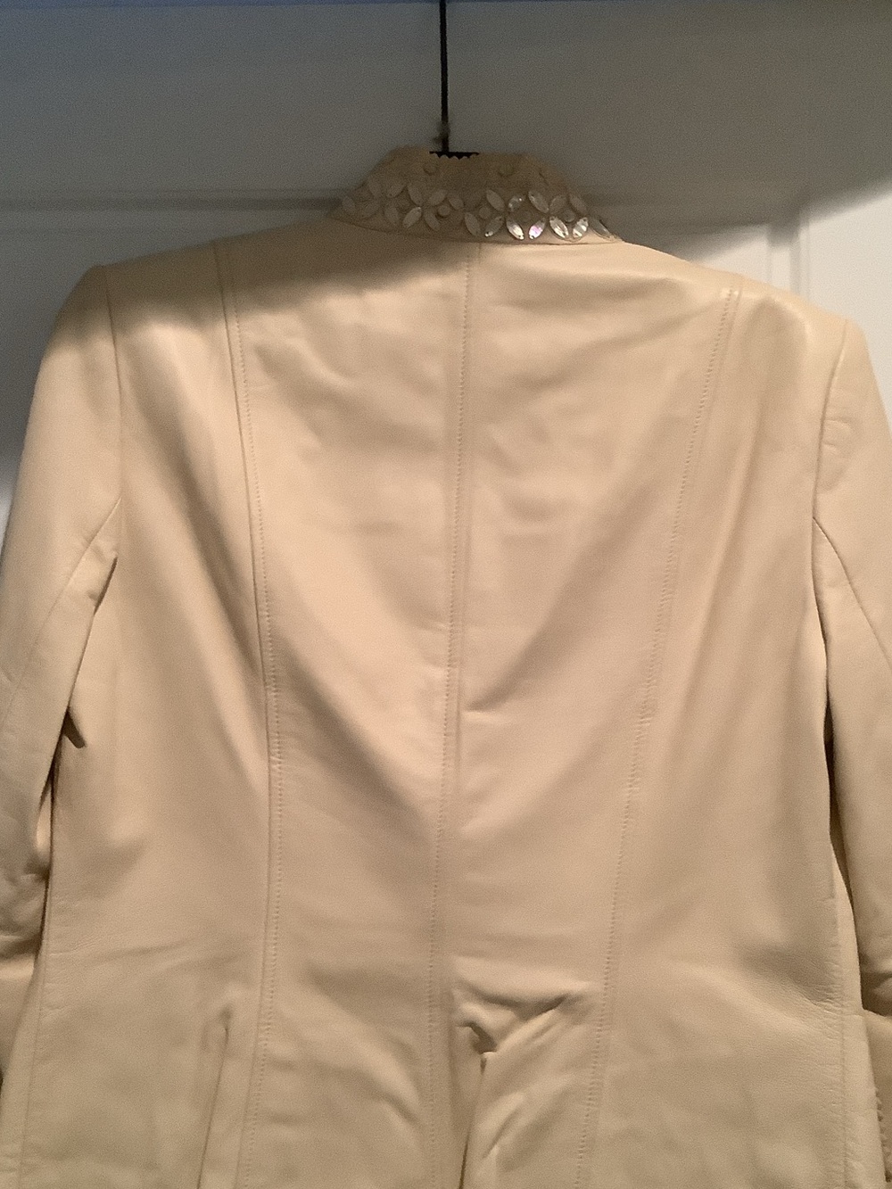 Dana Buchman Cream Leather Tailored Blazer Jacket - Picture 5 of 8
